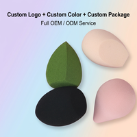 Éponge de Maquillage en Gros Sans Latex, Douce, en Forme d'Œuf, pour Fond de Teint Liquide, Utilisation Humide ou Sèche, Logo Personnalisé, Couleur, Emballage, OEM