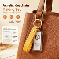 Porte-clés personnalisé transparent en acrylique plastique 8,3*3,3 cm, design personnalisé, insertion de photo, OEM, pour cadeau
