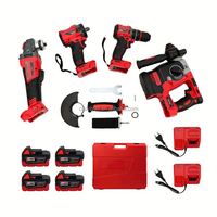 CISIVIS Kit d'outils industriels DIY 4 pièces 21V sans balais, perceuse à percussion, meuleuse d'angle, marteau perforateur, batterie Li-ion 3.0Ah