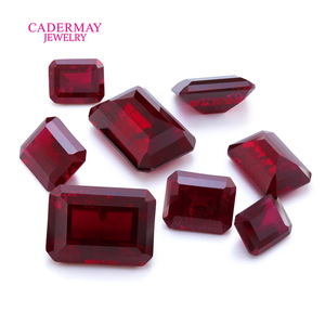 Cadermay Synthetic Ruby Loose Stones Rectangle Red Gemstone For Jewelry Making - Product Image 1