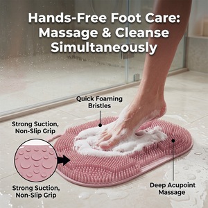 Multifunctional Silicone Foot & <b>Back</b> Scrubber Mat - Non-Slip Bath Mat with Foot Massager & Exfoliating <b>Brush</b> - Product Image 4