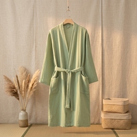 Peignoir, vêtements d'intérieur, pyjama et chemise de nuit unisexe en pur coton éponge respirant, motif nid d'abeille, pour l'hiver et l'été, modèle long