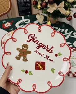 ¡En stock! Platos y tazas con estampado navideño de 8 pulgadas y 9 pulgadas, precio al por mayor, vajilla de cerámica navideña - Product Image 5