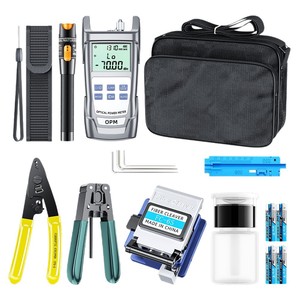 Kit d'outils professionnels 10-en-1 pour fibre optique avec puissancemètre, localisateur de défauts 10mW, cisaille FC-6S et mallette de transport - Product Image 1