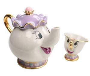 Juego de Taza y Plato de Cerámica Archie de La Bella y la Bestia, Taza de Té de Porcelana Pintada, Taza de Té de la Sra. Potts - Product Image 1