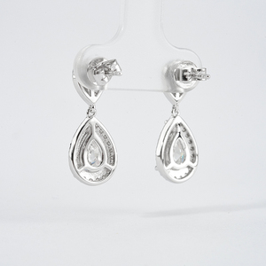 925 Sterling Silver Moissanite <b>Earrings</b> 4ct total fashion design wedding <b>earrings</b> stud pear moissanite - Product Image 4