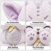 Fabricant OEM de jouets en peluche personnalisés : Renard des neiges violet anime, Kitsune mignon avec tenue, faible MOQ, pour conception de logo et couleur personnalisés