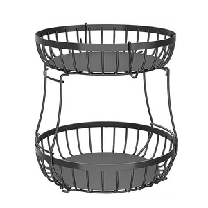 Cesta Redonda de Dos Niveles para Frutas, Cesta Desmontable para Almacenamiento de Verduras en la Encimera de la Cocina, Diseño Moderno - Product Image 5