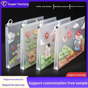 Trong suốt A4 túi tài liệu với phim hoạt hình dễ thương mô hình bán buôn nhựa PP sinh viên kiểm tra giấy lưu trữ dây kéo túi nộp hồ sơ sản phẩm - Product Image 4