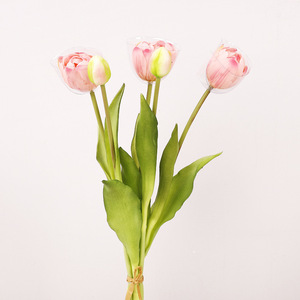 Soft Vinyl Tulip <b>Artificial</b> <b>Flowers</b> Multi Layered Petal Wedding Home Decoration High Simulation Reusable Recyclable - Product Image 1