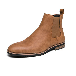 Botas de Cuero Casuales de Estilo Británico 2026 para Hombre, Retro, con Punta Puntiaguda, de Caña Alta, Sin Cordones, Dropshipping - Product Image 5