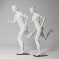 Tienda de moda Escaparate Deportes femeninos Cuerpo completo Correr Cara de huevo Maniquí blanco mate