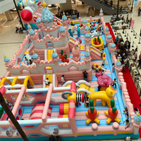 Maison élastique de fête d'anniversaire pour enfants de château de gâteau gonflable rose avec peinture d'avion à réaction