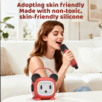 Mesin Karaoke Mini, Mesin Karaoke untuk Anak-anak dan Dewasa dengan Set Mikrofon, Speaker Portabel dengan Mikrofon