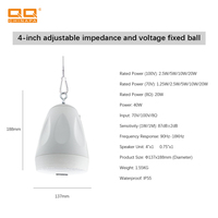 QQCHINA LDQ-014, Haut-parleur suspendu en forme de boule de 4 pouces, étanche IP55, 70V/100V, pour système de musique d'ambiance PA