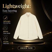 Veste légère personnalisée pour homme, col montant, beige et noir, vêtement d'extérieur décontracté léger, fabrication OEM ODM