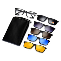 Lunettes de soleil magnétiques 5 en 1 à clipser, verres polarisés TAC, monture optique, protection UV400, pour hommes et femmes