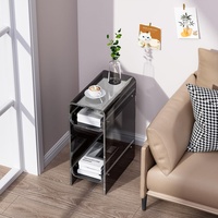 Table d'appoint pliable moderne en acrylique transparent, table de chevet étroite et table de chevet pour chambre à coucher et salon, petite table d'appoint mince