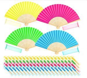 Éventails pliables en soie colorée et bambou pour mariage, bricolage, sacs en organza, cadeaux de mariage à l'église, faveurs de fête - Product Image 1