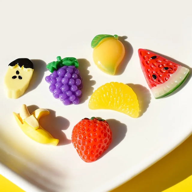 Artificial Strawberry, Grape, Watermelon, Banana, Orange, Resin Fruit Accessories Flatback Crafts