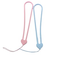 Nouveau cordon de téléphone en silicone en forme de cœur, dragonne de poignet souple au toucher silicone, cordon d'écouteurs en forme d'éventail, cordon court pour clé USB