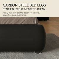 Cadre de lit moderne de luxe italien minimaliste avec tête de lit carrée capitonnée en cuir noir, lit King ou Queen pour chambre principale
