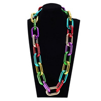 Collier en perles géantes d'arc-en-ciel Disco Citrouille, Collier de fête pour festival, Collier de perles en plastique pour décoration de carnaval