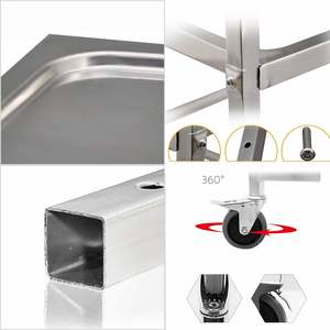 Carrito de comida de acero inoxidable DB 2X de 2 niveles, 86x54x94cm, islas y carritos de cocina grandes redondos utilitarios - Product Image 5