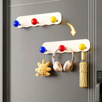Barre de crochets magnétiques colorée à 6 crochets, organisateur latéral pour réfrigérateur, support mural magnétique sans perçage pour porte