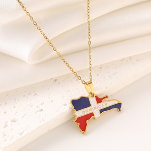 Collar de acero inoxidable dorado con mapa de 18 quilates, cadenas de moda de estilo Vintage, colgante de moda con Egipto, Rica, Cuba para aniversario - Product Image 2