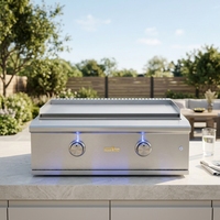 Gril Teppanyaki en Acier Inoxydable Série Elite, Composant de Cuisine Extérieure Intégrée Moderne et Haut de Gamme pour Station de Patio de Luxe