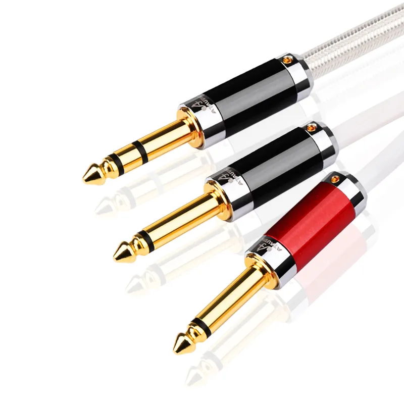 Hi-end Mobile Phone Mixer Braided Cable Hifi 3.5 To Dual 6.5 Audio Cable 1/2 Male To Male Mini 3.5 Jack 6.5 Av Audio Cable