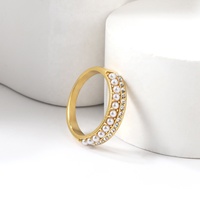 Nouvelle tendance personnalisée Bijoux de perles en acier inoxydable imperméables sans ternissure Bagues pour femmes Bague en perles de diamant exquise