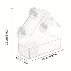 Jaula para pájaros acrílica, comedero para colibríes, suministros para mascotas, jaula para pájaros transparente colgada en la pared, comedero fijo - Product Image 2