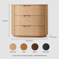 Table d'appoint ovale en bois fumé français pour salon, avec 3 tiroirs et poignée dissimulée, personnalisable OEM ODM