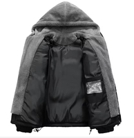 Veste d'hiver pour homme, col montant, chauffante, coupe-vent, rembourrée, à capuche, en polaire, épaisse, en duvet