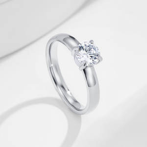 Anillo de Compromiso y Matrimonio de Acero Inoxidable con Diamante Cultivado en Laboratorio, Corte Brillante Redondo, para Mujer - Product Image 3