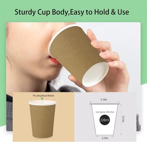 Custom Logo Craft Paper 6oz/8oz/12oz/16oz Double Wall Recyclable <b>Disposable</b> Coffee <b>Cups</b> with Lid - Product Image 2