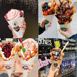 Cono de embalaje de alimentos a prueba de grasa personalizado de fábrica, caja de papel para Waffle, huevos fritos, pollo, palomitas de maíz - Product Image 2