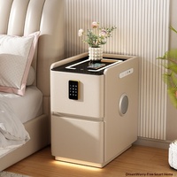 Table de chevet intelligente multifonctionnelle haut de gamme sans installation, multiprise, verrouillage par mot de passe, chargement sans fil, armoire en bois pour chambre à coucher