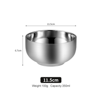 Vente en gros Bol à mélanger en acier inoxydable 304 Ustensiles de cuisine coréens pratiques Rond en métal 11.5-14 cm riz bols à salade individuels uniques