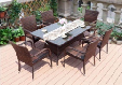 Ensemble de table et chaises de jardin en rotin tressé pour terrasse, modèle métallique résistant aux intempéries, vente en gros pour l'extérieur
