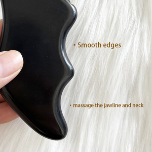 Herramienta de elevación facial con forma de rayo, piedra Bian, Gua Sha, piedras de masaje con borde suave, GEMA, tablero de Guasha y <span class=keywords><strong>rodillo</strong></span> de Jade - Product Image 3