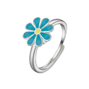 Anillos de flor de esmalte giratorios ajustables minimalistas de joyería de moda, chapados en oro y cobre, joyería antiestrés para mujer - Product Image 5