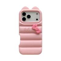 Coque de téléphone antichoc en silicone avec oreilles de nœud papillon, design uni et couleur peinte, pour iPhone 17 16 15 14 13 PRO MAX