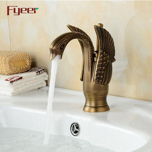 Fyeer, grifo de lavabo de cobre antiguo europeo, <span class=keywords><strong>grifos</strong></span> mezcladores de agua fría y caliente con grifo de lavabo de mostrador de diseño Animal - Product Image 3
