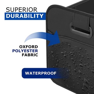Boîte de rangement pour coffre de voiture en tissu <span class=keywords><strong>Oxford</strong></span> noir grande capacité 58*37*32cm, séparateurs amovibles, 12 poches supplémentaires, pliable, imperméable - Product Image 6