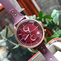 Jam Tangan Wanita Kronograf Kulit FS Terlaris Logo Kustom Jarum Bercahaya Tahan Air Jam Tangan Quartz Wanita