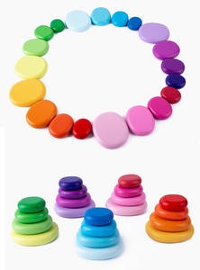 Jouet d'empilage en bois coloré, blocs d'équilibre arc-en-ciel, puzzle éducatif Montessori pour enfants, développement de l'apprentissage précoce, cadeau - Product Image 2