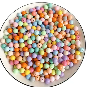 500件/袋6/8毫米纯色糖果色亚克力孔珠饰品DIY配件散珠